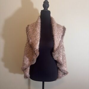 Love Token Vest Women's Rabbit Fur Trim Beige Cozy Soft Luxe Descript About Size